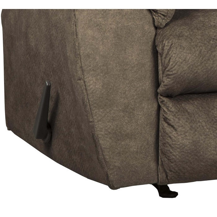 Fabric Rocker Recliner with Tufted Backrest and Pillow Top Arms, Brown
