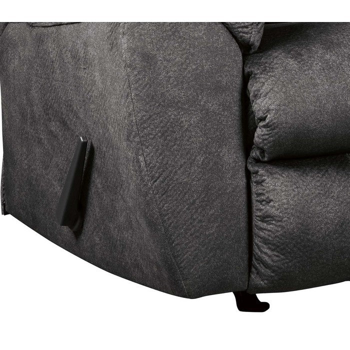 Fabric Rocker Recliner with Tufted Backrest and Pillow Top Arms, Gray