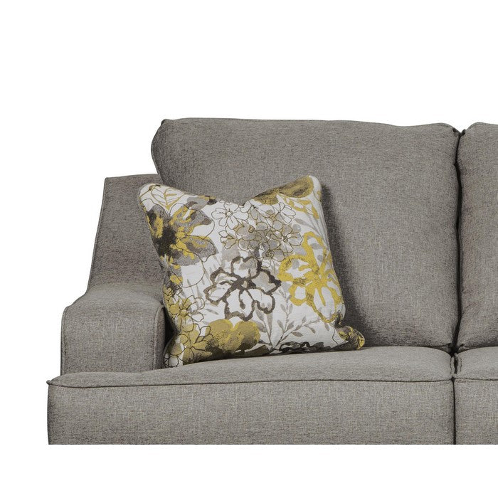 Fabric Upholstered Loveseat with Sloped Armrests and Block Legs, Gray