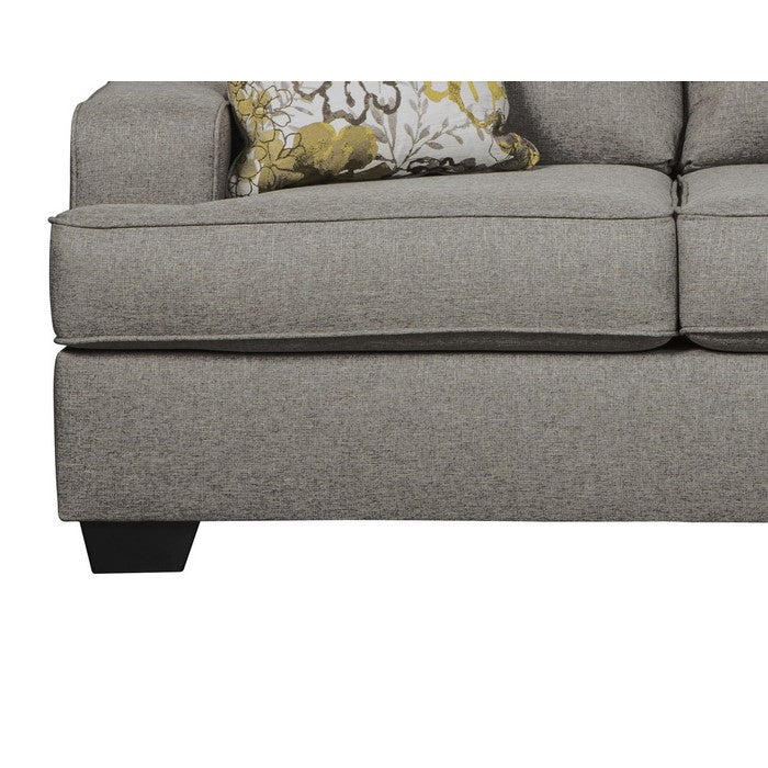 Fabric Upholstered Loveseat with Sloped Armrests and Block Legs, Gray