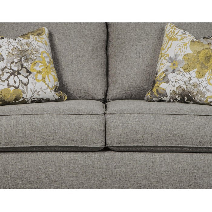 Fabric Upholstered Loveseat with Sloped Armrests and Block Legs, Gray