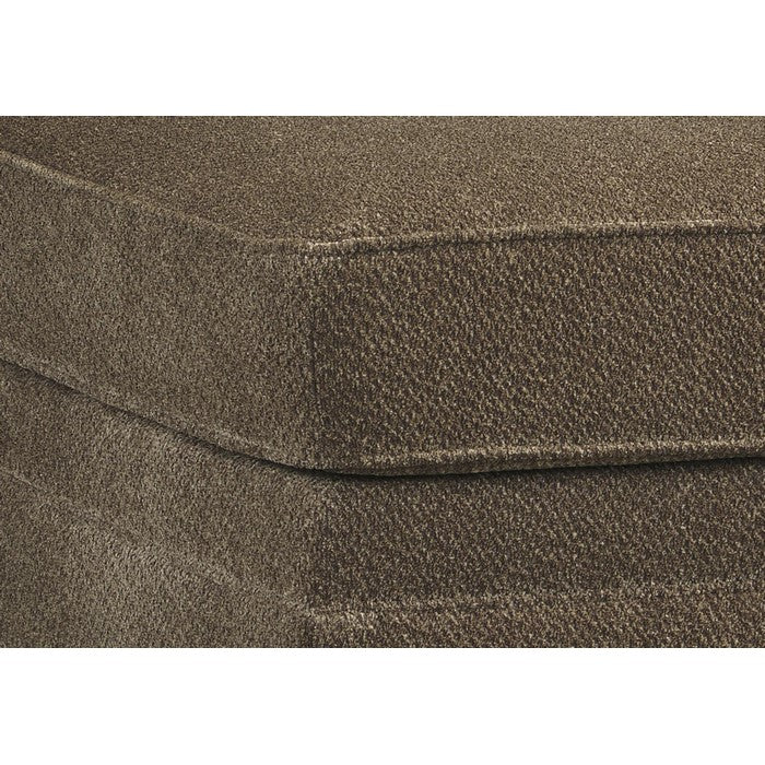 Fabric Upholstered Oversized Ottoman with Tapered Block Legs, Brown