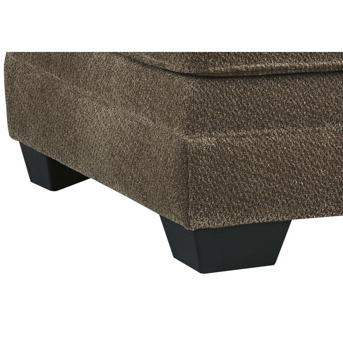 Fabric Upholstered Oversized Ottoman with Tapered Block Legs, Brown