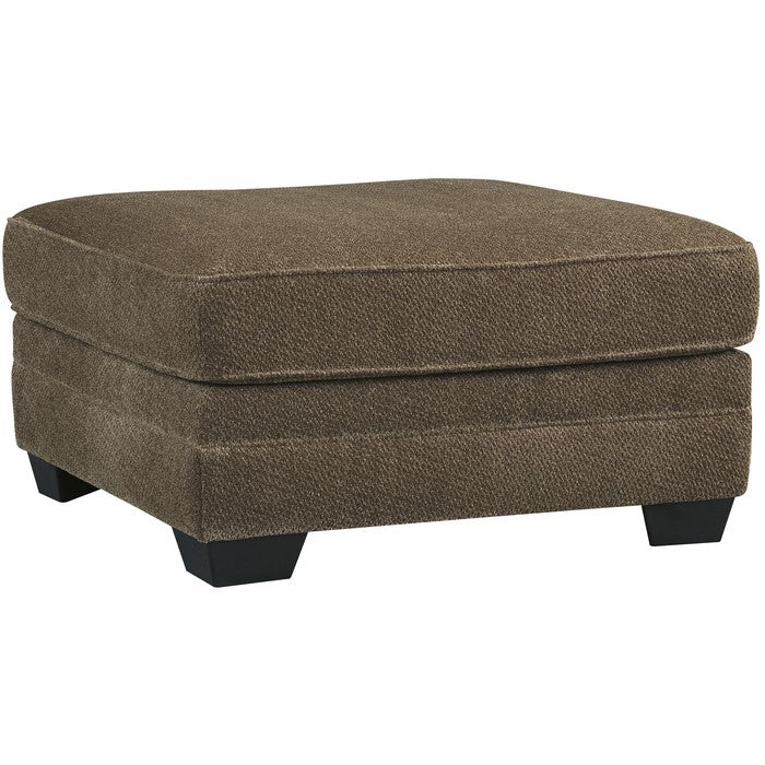 Fabric Upholstered Oversized Ottoman with Tapered Block Legs, Brown