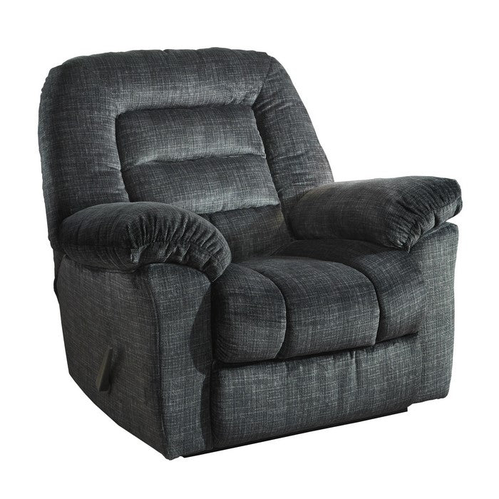Fabric Upholstered Pull Mechanism Zero Wall Recliner with Tufted Back,Blue