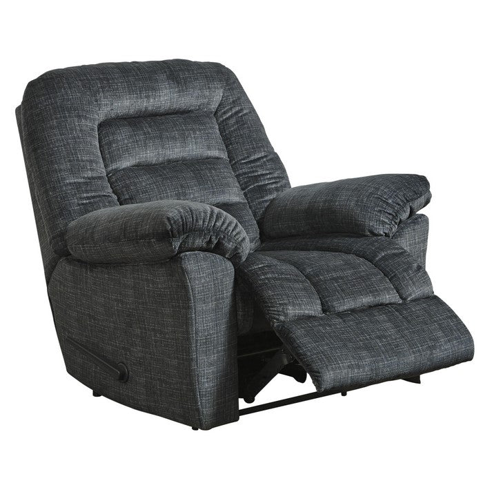 Fabric Upholstered Pull Mechanism Zero Wall Recliner with Tufted Back,Blue