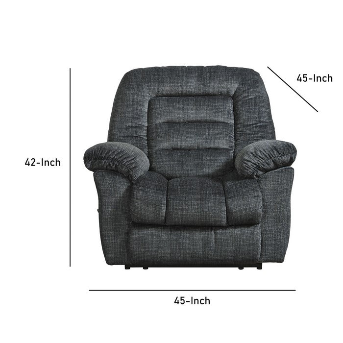 Fabric Upholstered Pull Mechanism Zero Wall Recliner with Tufted Back,Blue
