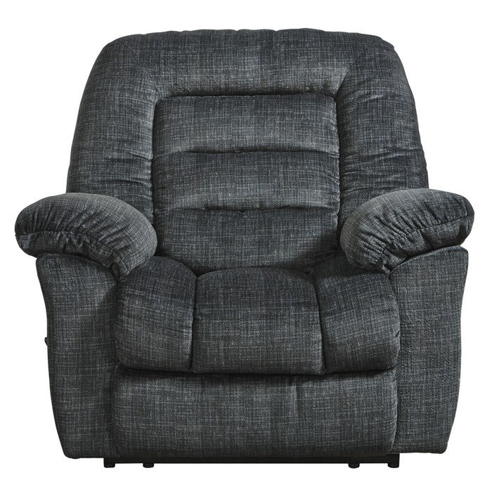 Fabric Upholstered Pull Mechanism Zero Wall Recliner with Tufted Back,Blue