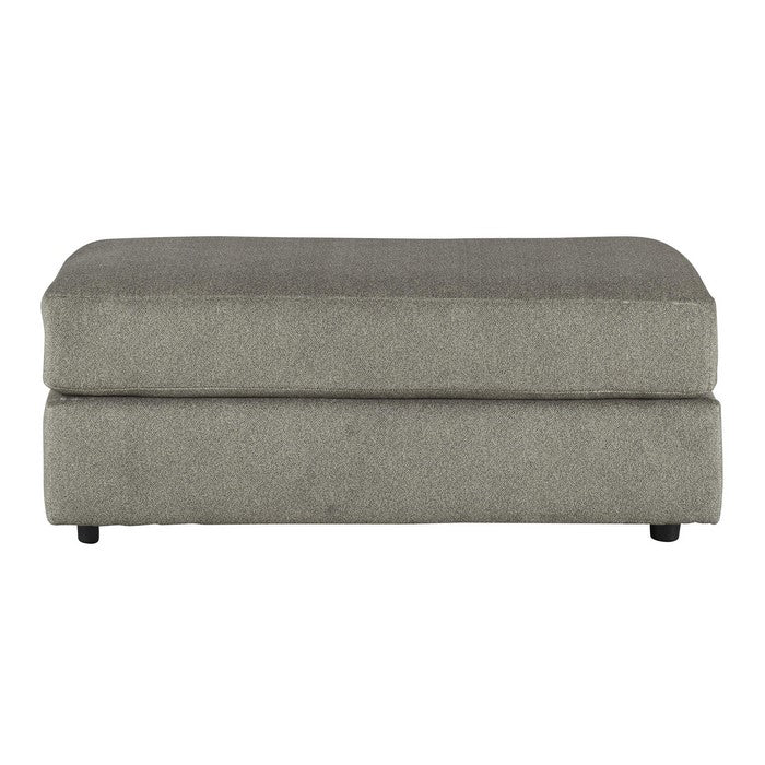 Fabric Upholstered Rectangular Ottoman with Tubular Legs, Gray