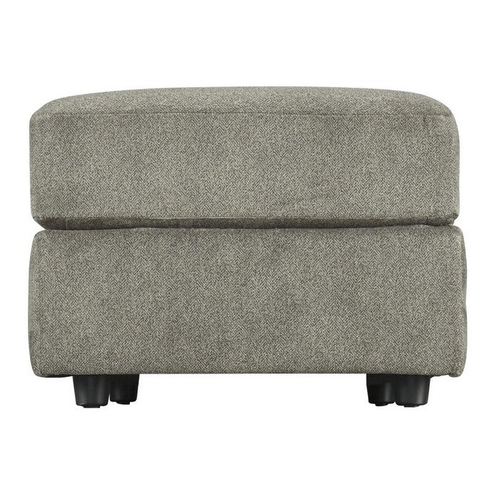 Fabric Upholstered Rectangular Ottoman with Tubular Legs, Gray