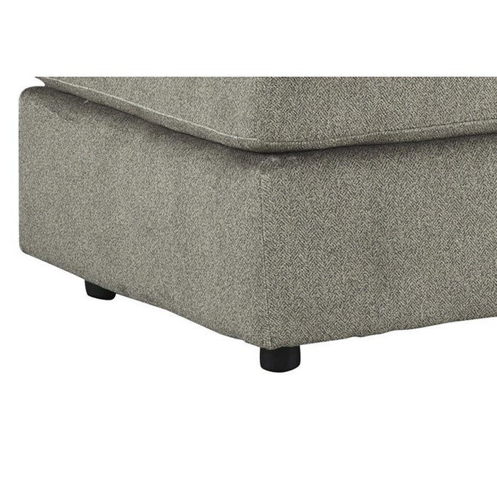 Fabric Upholstered Rectangular Ottoman with Tubular Legs, Gray