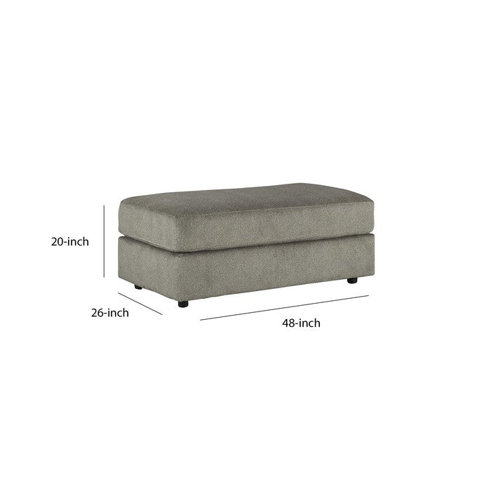 Fabric Upholstered Rectangular Ottoman with Tubular Legs, Gray