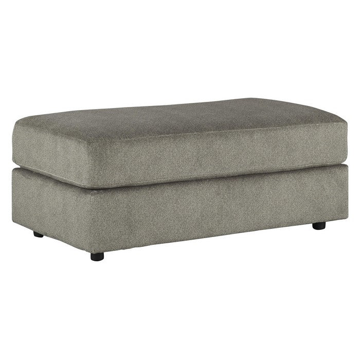 Fabric Upholstered Rectangular Ottoman with Tubular Legs, Gray