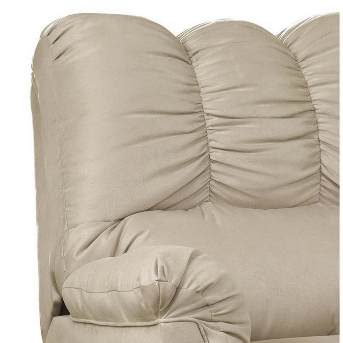 Fabric Upholstered Rocker Recliner with Stitched Backrest, Off White