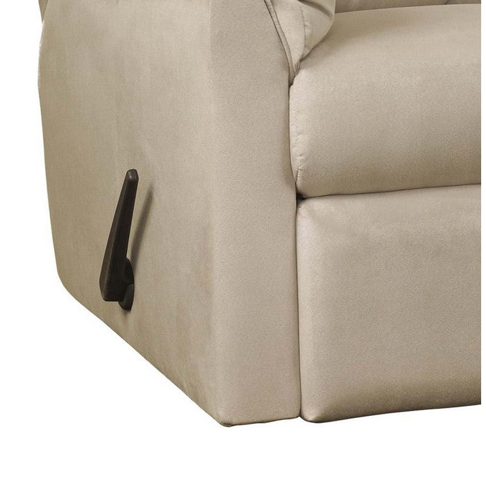 Fabric Upholstered Rocker Recliner with Stitched Backrest, Off White