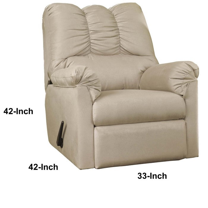Fabric Upholstered Rocker Recliner with Stitched Backrest, Off White