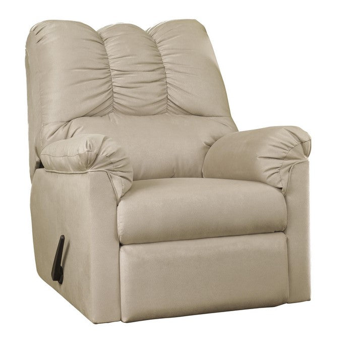 Fabric Upholstered Rocker Recliner with Stitched Backrest, Off White