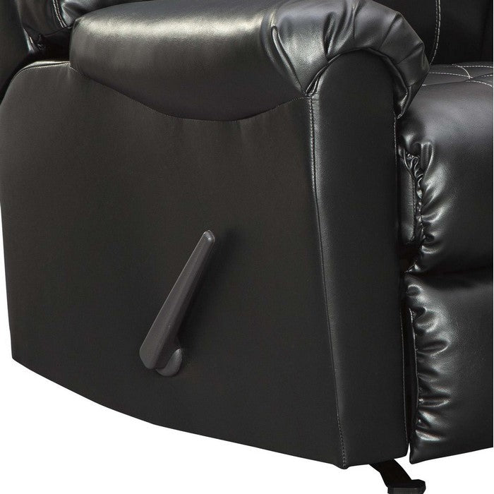 Fabric Upholstered Rocker Recliner with Stitched Diamond Pattern, Black