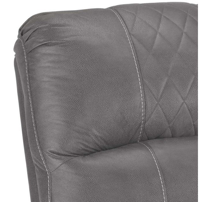 Fabric Upholstered Rocker Recliner with Stitched Diamond Pattern, Gray