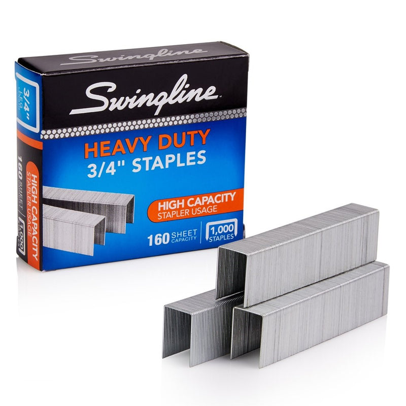 Swingline Staples, Heavy Duty, 160-Sheet Capacity, 3/4" Length, 100/Strip, 1000/Box, 1 Box (35319)