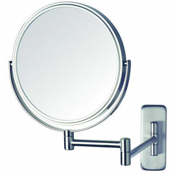 Jerdon JP7506N 8-Inch Wall Mount Makeup Mirror with 5x Magnification, Nickel Finish