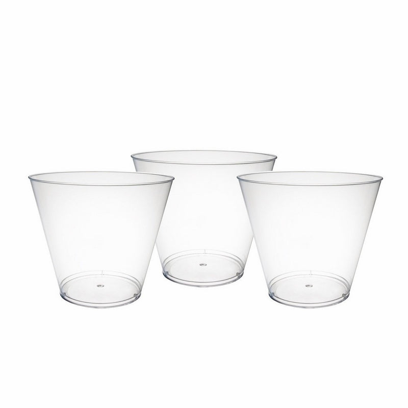 Party Essentials 100 Piece Hard Plastic, Party Cups/Old Fashioned Tumblers, 9 oz, Clear
