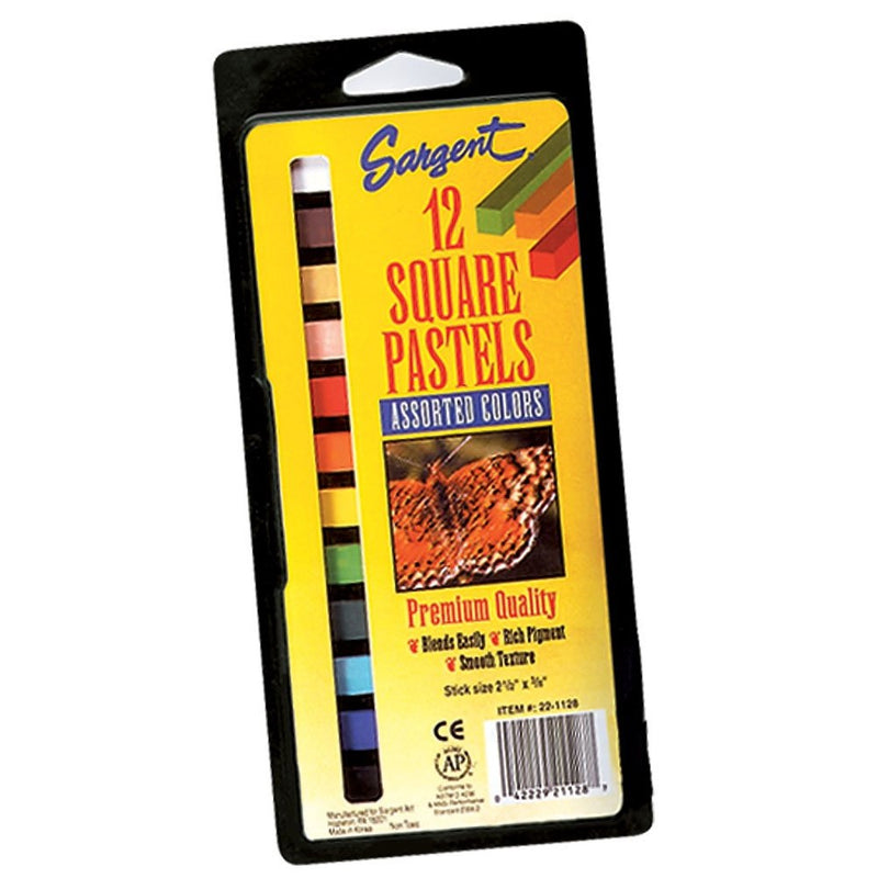 Sargent Art 22-1128 12-Count Assorted Color Square Pastels