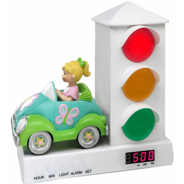 It's About Time Stoplight Sleep Enhancing Alarm Clock for Kids, Groovy Car with Butterflies