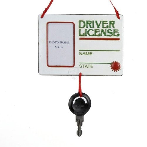 "Driver License" Picture Frame With Key Ornament For Personalization