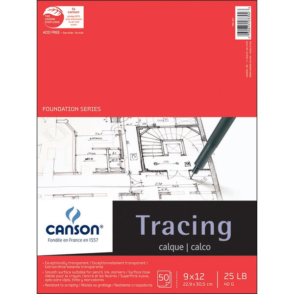 Canson 702-321 Pro-Art 9-Inch by 12-Inch Tracing Paper Pad, 50-Sheet