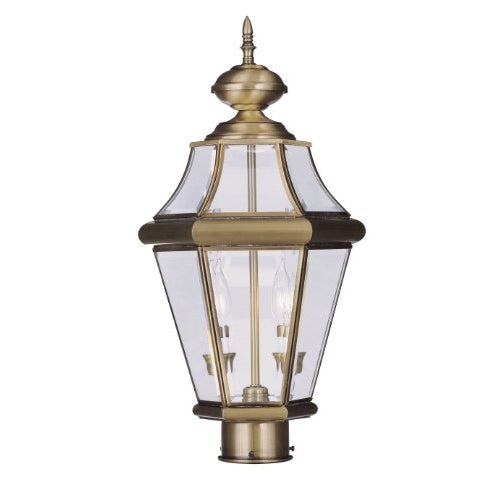 Livex Lighting 2264-01 Georgetown 2-Light Outdoor Post Head, Antique Brass