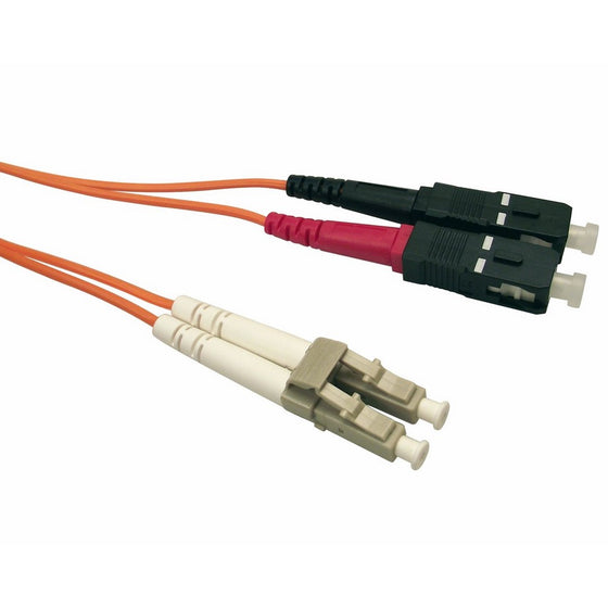 Shaxon FCSCLC03M-B, SC to LC Duplex Multimode 62.5/125 Fiber Optic Patch Cord - Orange PVC Zip Cord, 3 Meters