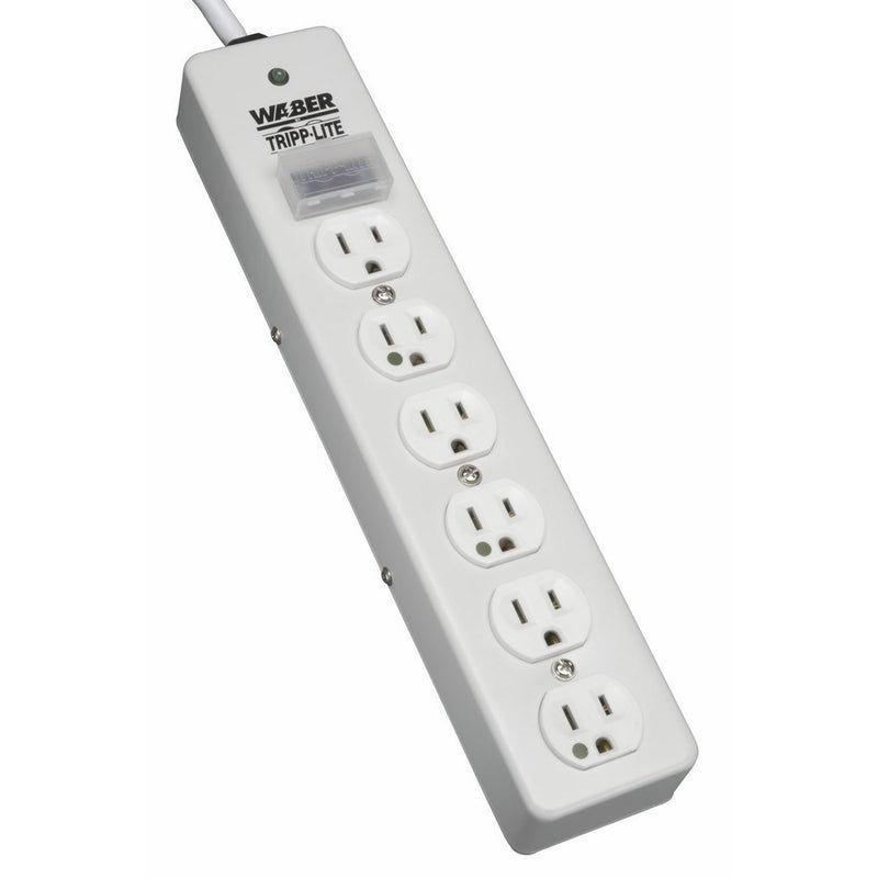 Tripp Lite 6 Outlet Hospital Grade Surge Protector Power Strip, 6ft Cord, Right Angle Plug, UL 1363, Lifetime Warranty (SPS606HGRA)