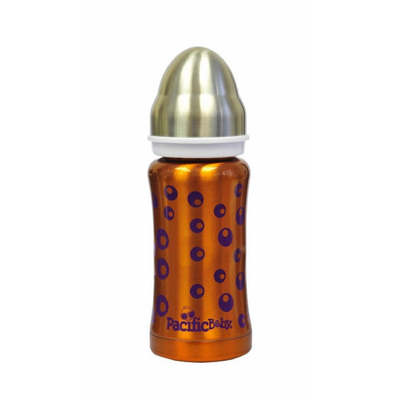 Pacific Baby 3-in-One Insulated Bottle, Orange Bubbles