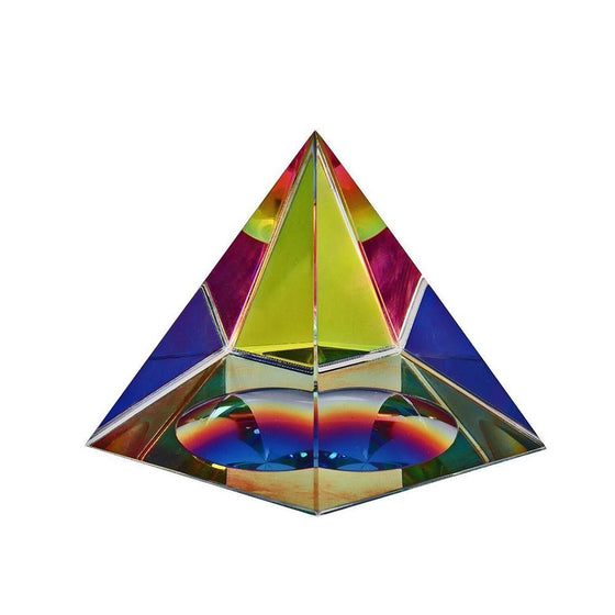 Amlong Crystal Iridescent Pyramid Rainbow Colors With Gift Box, 2.5-Inch