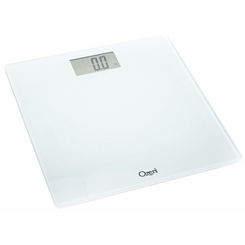 Ozeri Precision Digital Bath Scale (400 Lbs Edition), In Tempered Glass With Step-on Activation, White