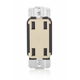 Leviton USB4P-T 4.2-Amp High Speed 4-Port USB Charger, Light Almond
