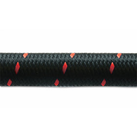 Vibrant Performance 11966R Nylon Braided Flex Hose (10ft Roll of Black Red ; AN Size: -6; Hose ID: 0.34";)