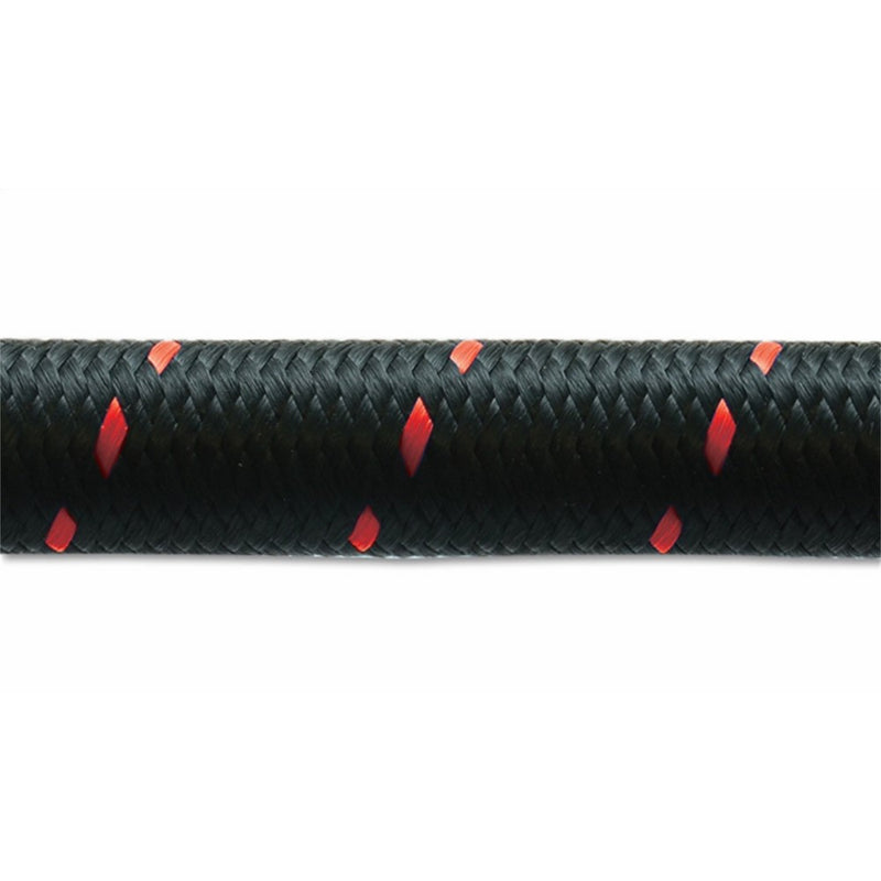 Vibrant Performance 11966R Nylon Braided Flex Hose (10ft Roll of Black Red ; AN Size: -6; Hose ID: 0.34";)