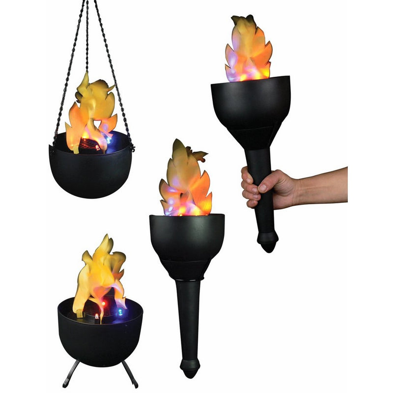 Fortune Products FLM-101 4-in-1 Battery Flame, 6" Diameter, 4 3/8" Height, 6" Flame, Black Bowl with Blue and Orange LEDs