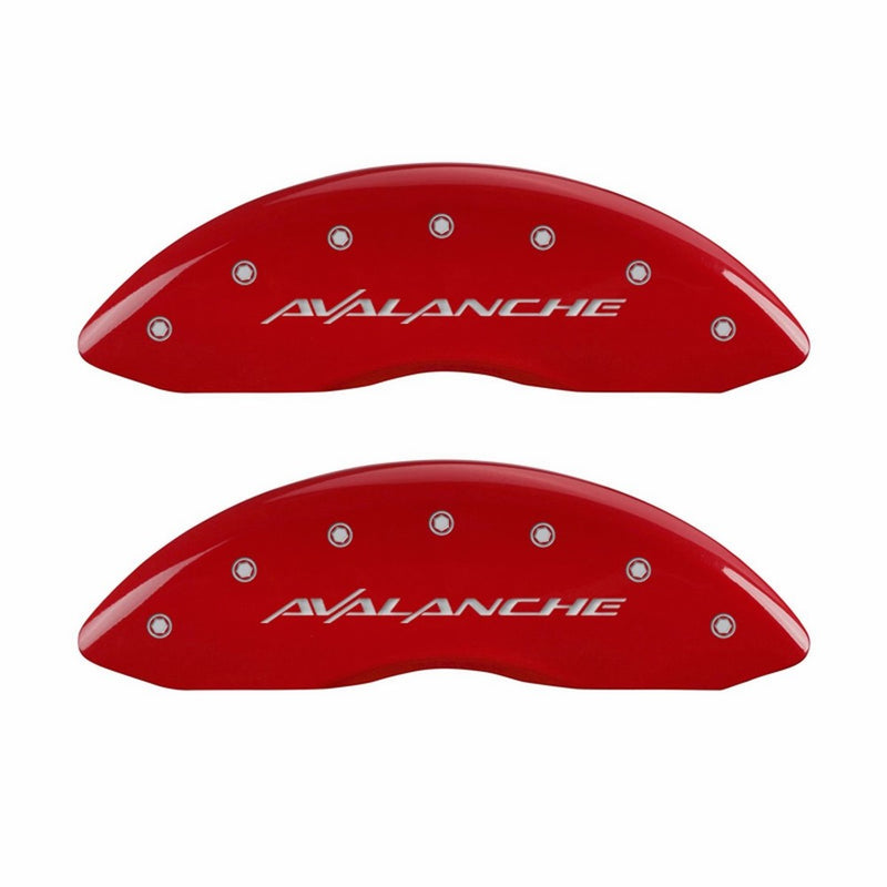 MGP Caliper Covers 14004SAVLRD 'Avalanche' Engraved Caliper Cover with Red Powder Coat Finish and Silver Characters, (Set of 4)