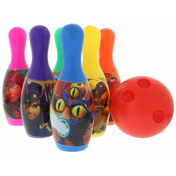 Big Hero 6 Miniature Bowling Set - Colorful Bowling Ball Toys Set, Great Gift for Children, Multi-Color Plastic Bowling for Kids Party, Includes 6 Bowling Pins and Ball - 7 Pc Set