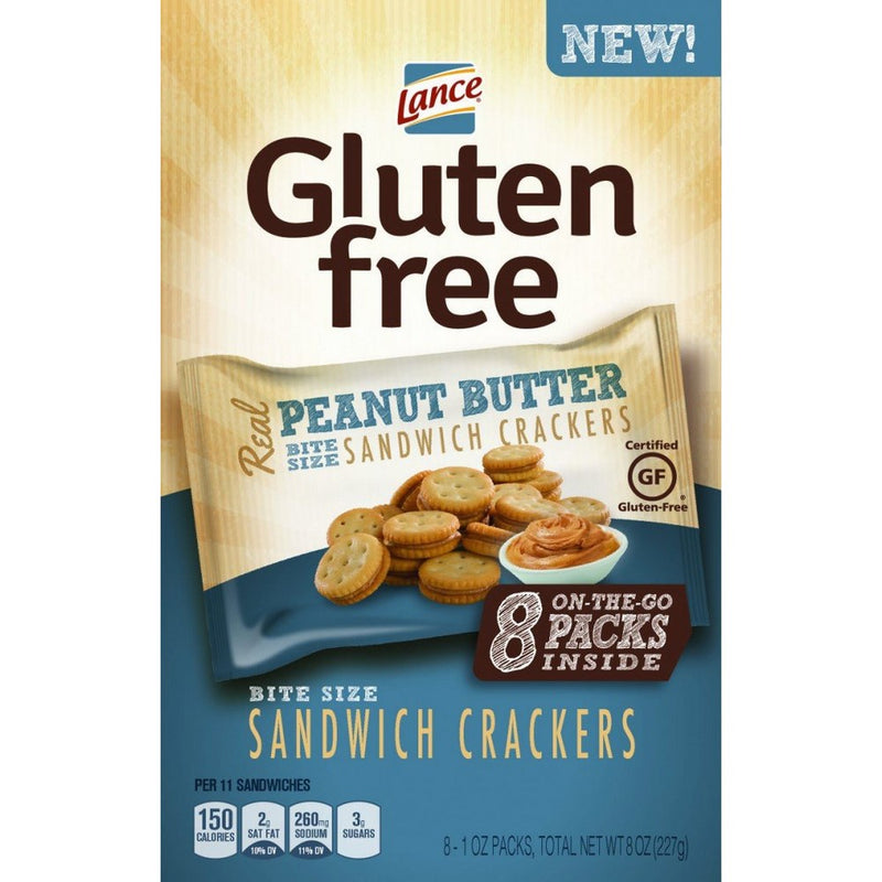 Lance Gluten Free Sandwich Crackers, Peanut Butter, 8 Count (Pack of 4)