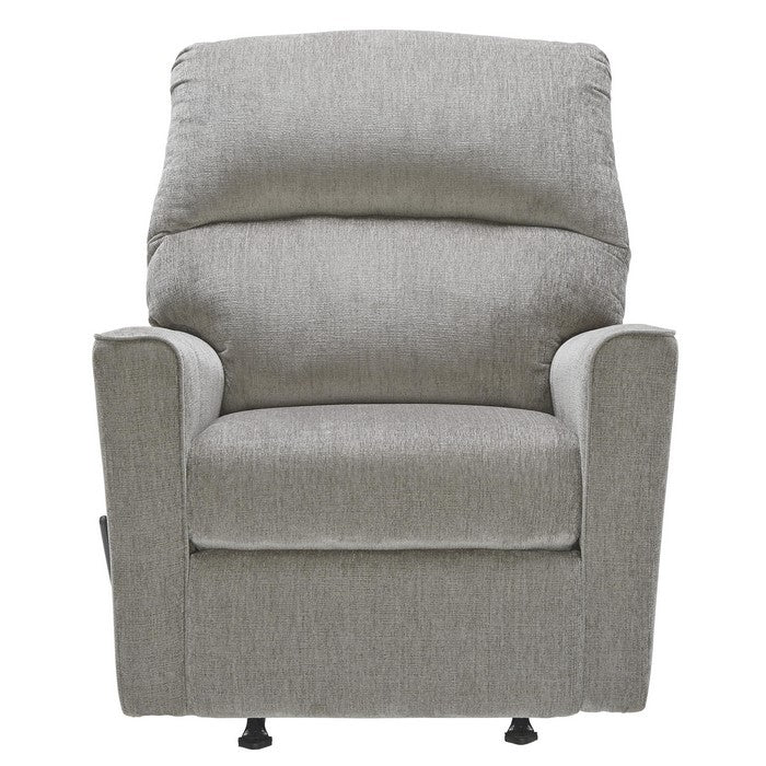 Fabric Upholstered Rocker Recliner with Track Armrests and Tufted Back,Gray