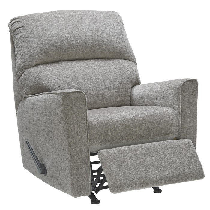 Fabric Upholstered Rocker Recliner with Track Armrests and Tufted Back,Gray