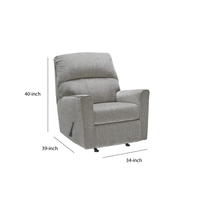 Fabric Upholstered Rocker Recliner with Track Armrests and Tufted Back,Gray