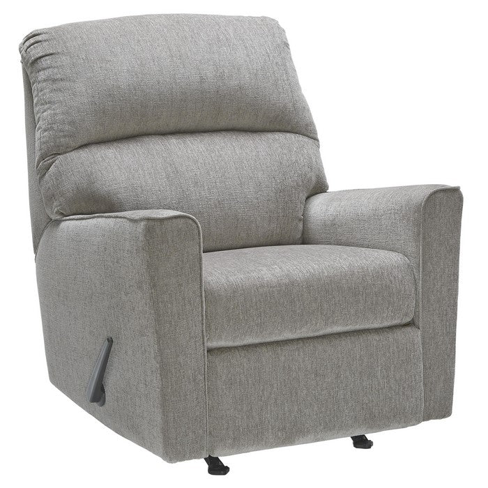 Fabric Upholstered Rocker Recliner with Track Armrests and Tufted Back,Gray