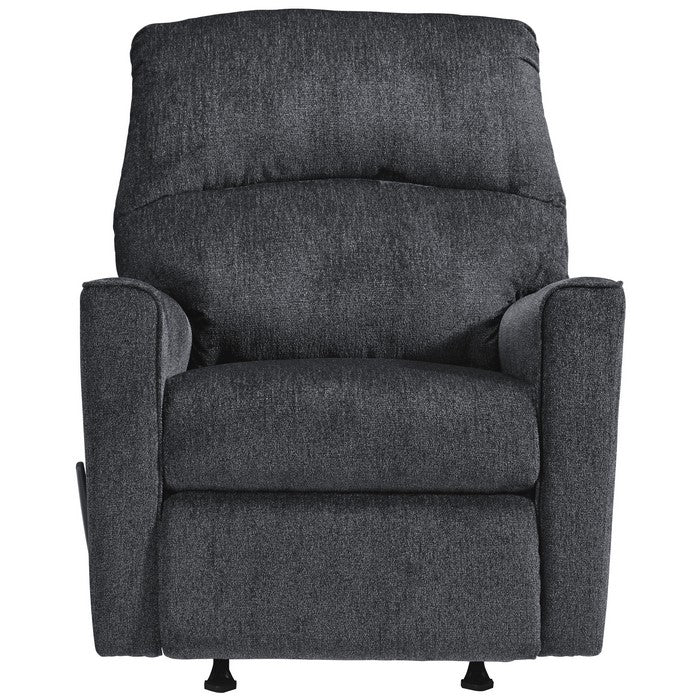 Fabric Upholstered Rocker Recliner with Tufted Back, Charcoal Gray