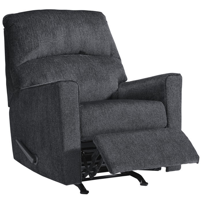 Fabric Upholstered Rocker Recliner with Tufted Back, Charcoal Gray