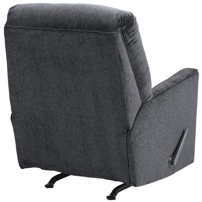 Fabric Upholstered Rocker Recliner with Tufted Back, Charcoal Gray